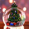 Decoratieve objecten Figurines Resin Music Box Crystal Ball Snow Globe Glass Lights Gift met luidspreker draaiende kerstboomvaartuigen Desktop