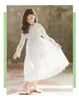 Girl's Dresses Wd Elegant White Lace Flower Dress For Wedding Long Sleeve A Line Girls Princess Party Communion PageantGirl's