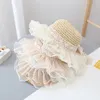 Chapeau de princesse en paille pour bébé fille, casquette de plage, en dentelle, protection solaire, Panama, chapeaux seau pour enfants, accessoires pour filles de 2 à 5 ans