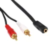 Evrensel 3.5mm Jack Stereo Dişi To 2 RCA Erkek Fiş Adaptör Kulağı Y Ses Kablosu Kablosu