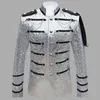 Blazer orné de paillettes pour hommes, veste de costume pour hommes, robe militaire, smoking, chanteur, spectacle, DJ, Costume Homme 220812