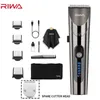 Riwa Hair Clipper Professional Trimmers со светодиодными экранами, моютмируемыми перезаряжаемыми мужчинами парикмахерская стальная эрекция бритва 220712