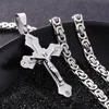Hänge halsband s icke-flyktade titanmaterial silver religiös Kristus Jesus kors halsband