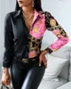 Женские свитеры 2022 женская мода элегантный шарф цепь печати кнопка дизайн рубашка с длинным рукавом пэчворк весна осень осенью одежда