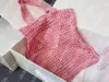 Дизайнерские сумки большая сумка из волокна рафии Летние однотонные сумки для покупок Вышитый логотип Роскошная повседневная сумка для женщин Плетеная сумка в форме сетки женский кошелек Обычная
