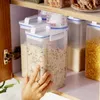 Caja de almacenamiento de alimentos PP Contenedor transparente de plástico con tapas para verter Botellas de almacenamiento de cocina Frascos Tanque de granos secos HH22-114