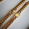 Chains 14mm Stainless Steel Miami Curb Cuban Chain Necklace Boys Men Gold Color Hip Hop Dragon Lock Clasp Link Jewelry 18 K BraceletChains