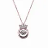 Pendant Necklaces Latest Rose-Gold Alloy Crown Throbbing Zircon Necklace Women Wedding Royal Style 3 Colors Clean Stone Lady Party JewelryPe