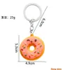 Keychains Cute Keychain Rubber Donut Car Key Chain Pendant Holder For Women Girls Keyring Keyfob Accessories Trinket Llavero Chaveiro Enek22