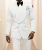 Smoking da sposo doppiopetto di alta qualità bianco slim fit groomsmen abito da sposa autunno inverno stile uomo formale festa da ballo vestito giacca pantaloni cravatta 1205