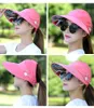 Cappelli da sole estivi SimpleWomen Visiera parasole ripiegabile perlata con teste grandi a tesa larga Cappello da spiaggia per ragazze Protezione UV Berretto femminile 220617
