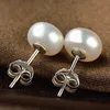 7-8MM Freshwater Pearl Eearrings Stud 925 Silver Pearl Earrings Good Quality 4 colors for Choice219U