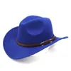 Unisex Volwassen Jazz Fedora Rand Panama Trilby Wolvilt Gesp Outdoor Klassieke Cap Western Cowboy Cowgirl Hoeden Brede Rand Zonnescherm Fe6566263