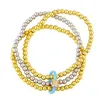 Bracelets de charme Bracalé de cor prata dourada para mulheres Bracelete de bracelete com contas de cobre Jóias de moda elástica BRTE35CHARM