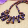 Chains Charm Multicolor Faux Phoenix Lapis Lazuli Calaite Stone 6mm Round Beads Necklace 15-39mm 11pcs Rectangle Pendant 18inch B3137Chains