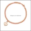 100% 925 Sterling Sier Tag love Original Classic Heart-Shaped Rosegold Bead Armband Kvinnor smycken gåvor Personlighet Drop Delivery 2021280U