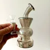 Silverplätering 5,5 tums hookah Bong Färgglada Mini Recyler DAB Riggar Glas Vatten Bongs för Bubbler 14.4 mm BANGER