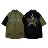 High American Street Camouflage Hiphop Cardigan Large Short Sleeve T-shirt Loose Couple Baseball Et