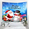 クリスマスウォールラグサンタと雪だるまの背景印刷吊りラグ自由homeホームデコレーション大きな毛布J220804