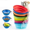 Pet Dog Cat Feeding Water Solding Bowls z klamrą na zewnątrz przenośne przybory miski Uniwersalne szczeniaki