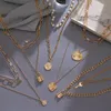 Colares de pingentes de cor de ouro multicamada vintage para mulheres árvore de garotas de moeda de moedas pérolas charme jóias de jóias
