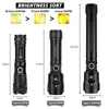 Super Bright XHP160 LED -zaklamp Krachtige XHP99 Waterdichte Torch USB -oplaadbare 18650 Lantaarn Portable Zoom Camping Light J220713