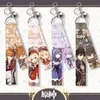 Keychains Genshin Impact Keychain Game Characters Bells Ribbon Streamer Bag Pendant Key Chain Diluc Car Ring Trinket Gift Jewelry