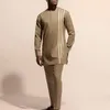 Dla człowieka długie rękawy Dashiki w stylu African Mens Suit Men Ubranie ONECK Casual Tops and Pant 220721