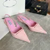 2022 Kleid Schuhe Damen Pumps Dreieck Mid-Heel Slingback Sandalen Designer Schuhe Heels Sandales Espadrilles