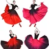 Stage Wear Pratique Tibétain Performance Robe Demi Longueur Adulte Big Swing Rouge Satin Vêtements Espagnol Vêtements Fille Gypsy Jupe