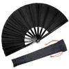 1st Vintage Black Chinese Style Folding Fan Wedding Party Diy Solid Color Pocket Hand Craft 220505