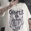 Summer Goth żeńska tee estetyczna luźni mężczyźni i koszula damentowa punkowa ciemna grunge streetwear gotyc