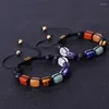 Perlenstränge HIYONG 7 Chakra-Perlen-Armband, natürliches Lavagestein, Schnurseil, Öl-Diffusor-Armbänder, Heilung, Yoga, Energie, Schmuck, Kent22