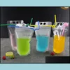 500Ml Transparent Self-Sealed Plastic Drink Packaging Bag Pouch For Beverage Juice Milk Coffee With Handle And Holes St Drop Delivery 2021