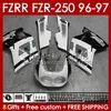 Тело OEM для Yamaha FZR250RR FZR250-R FZR-250R FZR250R 96-97 BODYWORD 144NO.126 FZR-250 FZR250 RR 1996 1997 FZRR FZR 250R 250RR FZR 250 RR 96 97 FARING GLOSSY GREY GREY GREY GEOR