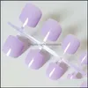 Unghie finte Nail Art Salon Salute Bellezza Verde brillante Acrilico Punta finta Quadrato Press On per ragazze Caramella artificiale Aron Colore Unghie dei piedi Dro