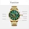 Polshorloges Classic Design Top Watch Men Fashion Gold Green Heren Multifunction Sport Watches Relogio MasculinowristWatches Polshorgewatche