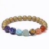 Women Stone Beaded Strands Bracelet Energy Balancing Yoga Faceted Gemstone Beads 7 Chakra Healing Elastic Stretch Bangle Jewelry
