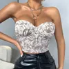Women's Tanks & Camis Women Sexy Bustier Tank Tops Off Shoulder Tie-up Back Slim Vest Push Up Outwear Fashion Summer Lace Strapless Bustiers