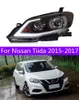 Nissan Tiida için Araba Işıkları 20 15-20 17 Farlar DRL Gündüz Işık LED Yüksek Işın Sürüş Lambası Otomatik Far Aksesuarları