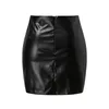 Юбки панк кожаная юбка Женщины черная сексуальная сплит -стройная высокая тали