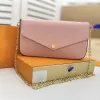 حقائب الأكياس المسائية محفظة محفظة للنساء سلسلة الأزياء محفظة الجلود LADERY LOTEDBAG Handbag Clamshell Mini Package Messenger Bag 3PICS