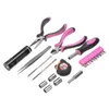 Set di utensili manuali professionali 23 pezzi Pinze femminili Cacciavite Kit di riparazione multifunzione rosa per uso domestico Pinza fai-da-te Misura di nastro a vite Home To