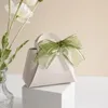 20 PCS Portable Leather Wedding Candy Box With Ribbon Creative Wedding Holiday Party Easy To Assemble Small Gift Bag 220420