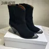 Novo salto de salto de metal no tornozelo de luto de luxo de luto de luxo de salto alto cowboy botas curtas sapatos de inverno sexy bota feminina 201031