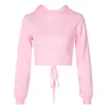 Bluzy damskie bluzy Bluzy jesienne bluzy z długim rękawem Bandaż damski z kapturem otwarty z kapturem harajuku czysty kolor pullover topwom