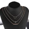 Maxi déclaration de mode collier multicouche multi-cercles de tige en métal géométrique tour de cou colliers femmes bijoux177t