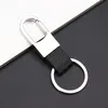 Business Men Style Silver Metal Key Chain Ring Classic Design Black Brown Leather Keychain