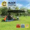 Bez słupów! 6x4,4m Czarna ultralight planderka na świeżym powietrzu Survival Sun Shelter Black Coating Tent H220419