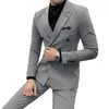 Men's Suits & Blazers Men Double Breasted Two Piece Suit Coat Set Slim Fashion N 220823